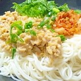 夏だ☆キムチ納豆そうめん